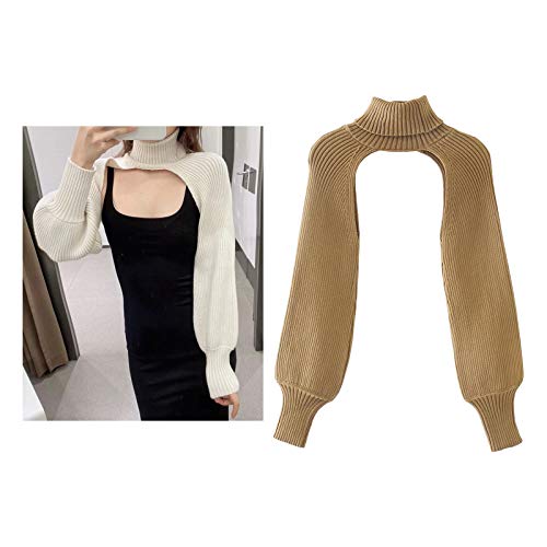 gazechimp Pulôver de Malha de Manga Comprida de Gola Sólida para Mulheres Blusas de Camisola - Cáqui