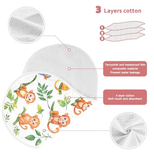 vvfelixl Baby Burp Cloths Funny Jungle Monkeys Baby Newborn Cotton Burping Cloths Set Babys Washcloths 4 Pack3