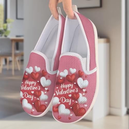 Howilath Valentine's Flat Shoes for Women Mesh Sneakers Slip on Anti-Skid Running Shoes Casual Sport Shoes3
