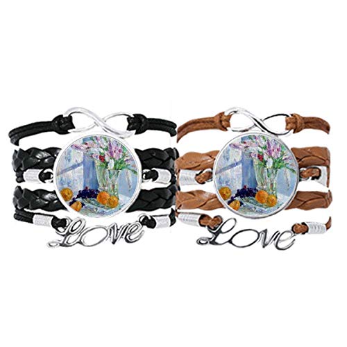 Bracelet en cuir vase et raisin bijou homme femme motif nature