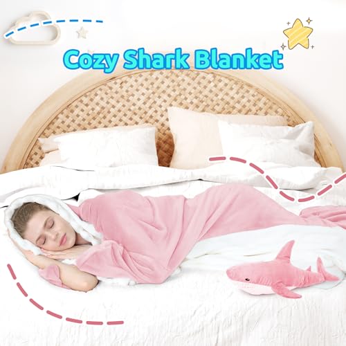 Touchat Shark Blanket Adult Super Soft Cozy Flannel Throw Wearable Blanket