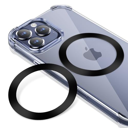 Image of pop-tech for MagSafe Ring Sticker 2Pcs Ultra-Thin(0.3mm): Metal Rings(NO Magnet) Adhesive Adapter for Mag Safe Magnetic Accessories - Universal Mag-Safe Kit Black for iPhone Samsung Android Phone Case