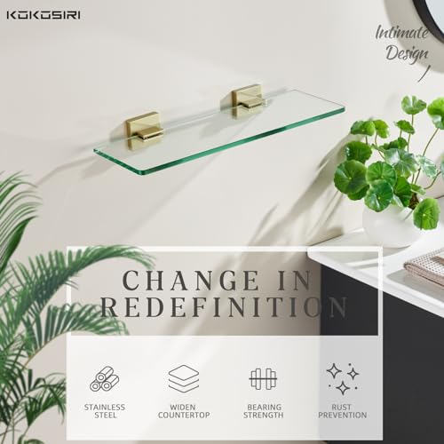 KOKOSIRI-Wall-Shelves-Floating-Bathroom-Glass-Shelf-Kitchen-Storage-12-x-56-Tempered-Glass-Wall-Mounted-Brushed-Gold-Stainless-Steel-B1106BG-L12 KOKOSIRI Wall Shelves Floating Bathroom Glass Shelf Kitchen Storage 12 x 56 Tempered Glass Wall Mounted Brushed Gold Stainless Steel B1106BG L12