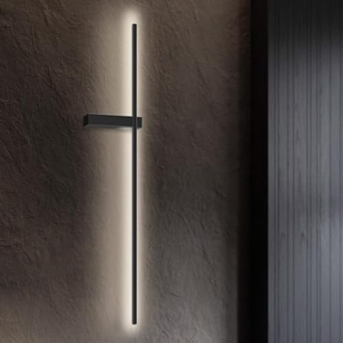 Aplique de pared negra LED lineal de 100cm que elimina sombras oscuras en pasillos