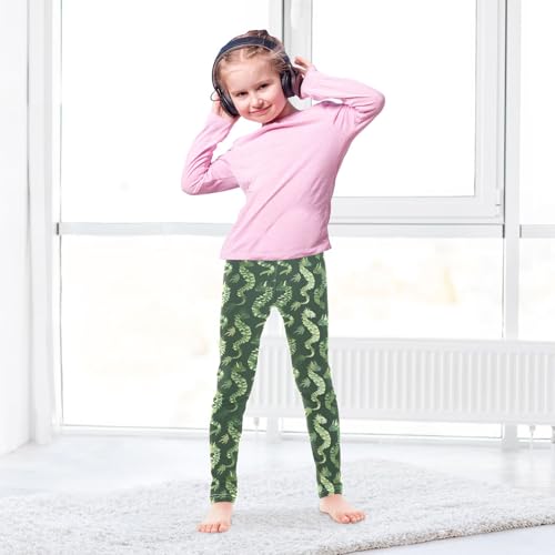 Cartoon Dragon Green Girls Leggings Athletic Pants Tights Stretch Bottom4