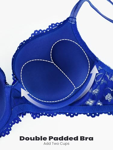 Image of Push Up Bras for Women Add 2 Cups Sexy Lace Cleavage Extra Padded Plunge Bra Underwire