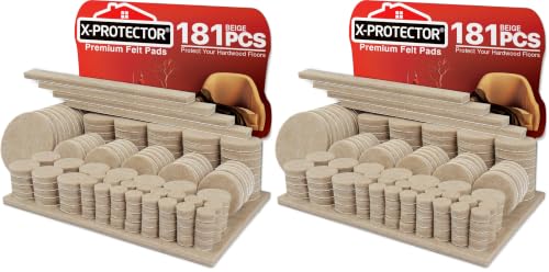 Image of Felt Furniture Pads X-PROTECTOR 181 PCS Premium Furniture Pads - Felt Pads Furniture Feet Best Wood Floor Protectors - Protect Your Hardwood & Laminate Flooring! (Pack of 2)