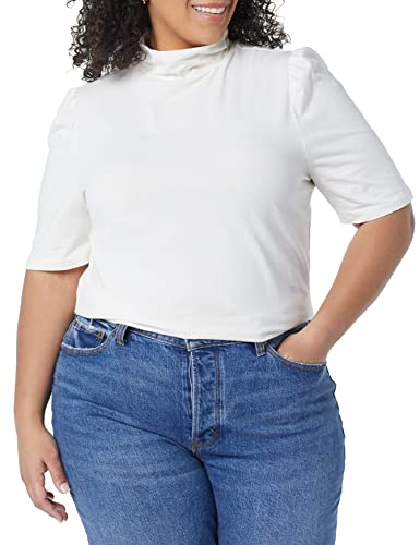 Image of Amazon Essentials Women's Cotton Modal Draped Puff Sleeve Turtleneck