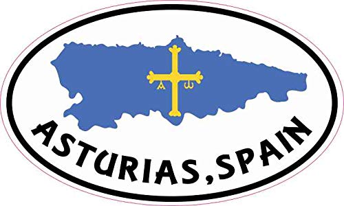 StickerTalk Oval Asturias Spain Vinyl Sticker, 5 inches by 3 inches