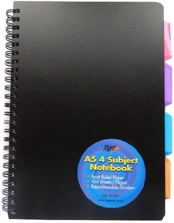 1 x Black A5 Spiral Bound PVC Covered Project Subject Notebook