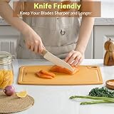 BESTCOOK Deska do krojenia z włókna drzewnego z rowkiem na sok, nadaje się do mycia w zmywarce, kompostitowa deska do krojenia z antypoślizgowymi nóżkami, wysoka gęstość, nie zawiera BPA, przyjazna