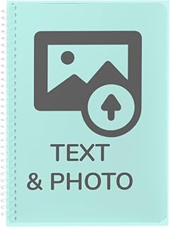 Wanapix | Caderno personalizado A5 | Inclui 100 folhas lisas de 80 g, capa personalizada de 250 g com fotografia, logotipos, texto ou desenhos, espiral transparente, 100% personalizado