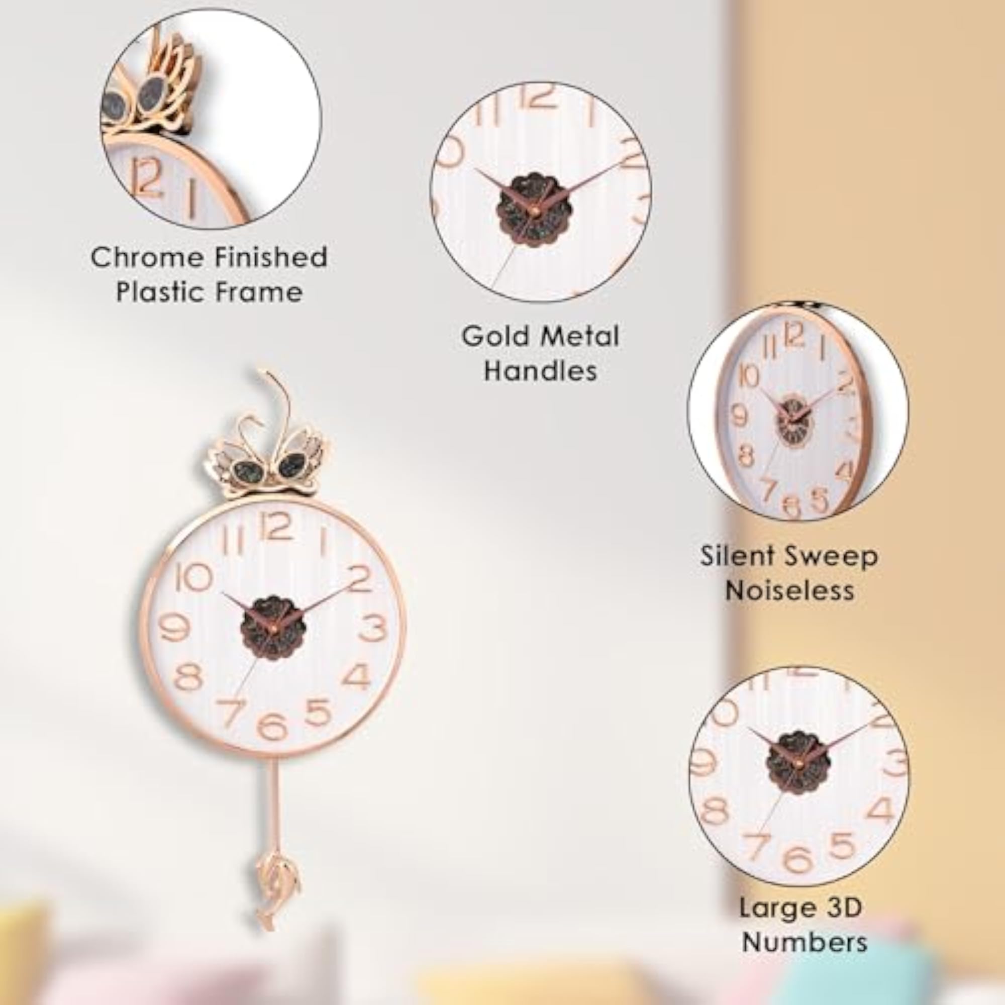 Stylish Pendulum Wall Clock with Swan Emblem