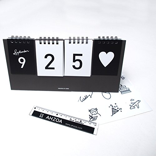 I D Day Calendar with AHZOA Mini Ruler, Countdown Standing Desk Calendar
