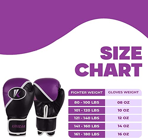Kruzak Premium Boxing Gloves And Focus Mitts Set For Kickboxing And Muay Thai Mma Training| Focus Pads And Training Gloves | Fitness Kit For Martial Arts And Karate (Black And Purple, 16 Oz) #TOP2