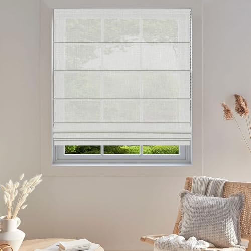 TINFONBLY Light Filter Room Darkening Roman Shades for Windows, Thermal Insulated Window Blinds for Home Office, Modern Wash-Removable Fabric, 43