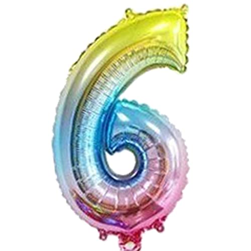 Ealimun アルファベット バルーン レターバルーン 数字 英語 英字 ローマ字 風船 balloon 誕生日 イベント 飾り付け 約40cm (レインボー, 数字6)