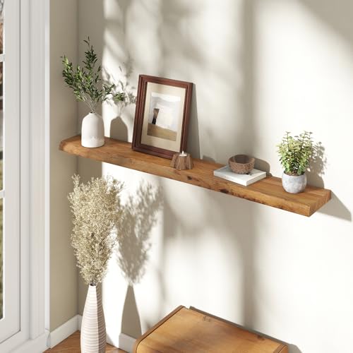 Image of Fun Memories 55 inch Wall Mounted Floating Shelves, Natural Elm Wood, 1 Pack