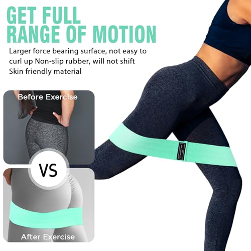 Image of 12 Pcs Fabric Resistance Bands for Working Out Non-Slip Booty Exercise Loop Bands for Women Men Glutes Hip Thigh Butt Yoga Pilates Fitness Gym, Light Medium Heavy