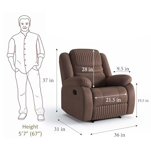Image of Amazon Brand - Solimo Restora | Single Seater Sofa Recliner | Manual Recliner (Velvet Brown)