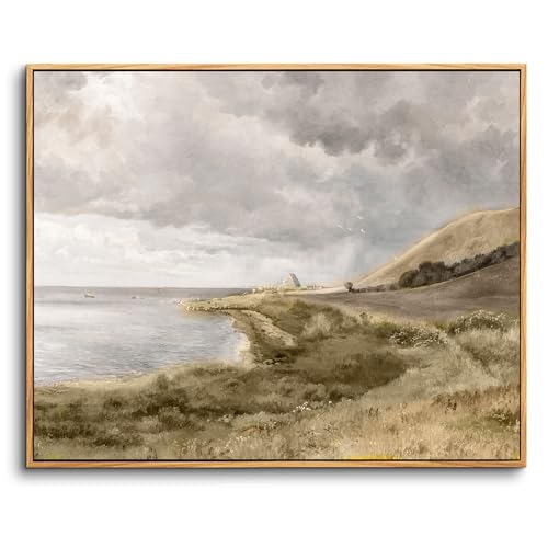 hyidecorart Cuadros Decoracion Dormitorios con Marco Madera, 20x25 cm Vintage Lienzos Decorativos Pared Salon, Cuadros Pequeños Decoracion Pared Paisaje Costero Danés, Moderno Wall Art Comedor Pasillo