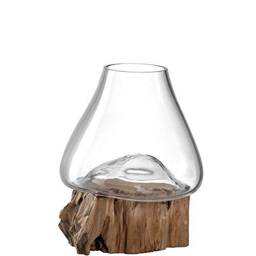 LEONARDO HOME CASOLARE Jarrón de madera de 22 cm, Vidrio