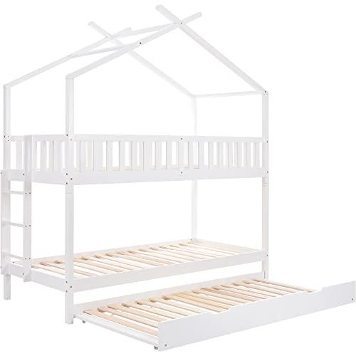 Etagenbett Hausbett,Etagenbett 3 Personen,Hochbett 90X200,Jugendbett...