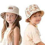 EduPlayte Kinder Umkehrbarer Capybara Baumwoll-Hut, Capybara Fischerhut Kinder – Wendehut mit 2 Designs, UPF 50+ Sonnenschutz, Verstellbarer Kinnriemen, Süßer Tierhut für Jungen & Mädchen