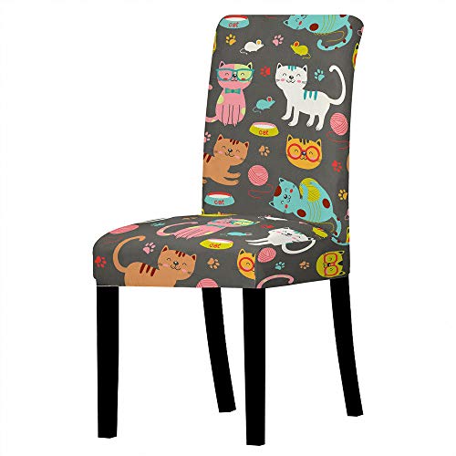 Fundas para Sillas,Moda Lavable Elástico Gafas Verde Oscuro Gatos Impresos Navidad Hallowee Funda...