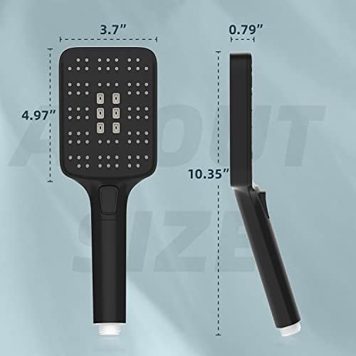 Shower HeadHigh Pressure Shower Head with Handheld, Detachable Shower Head, Chrome Finish Square Shower Head,Food Grade Healthy Silicone Shower Panel,Simple Style Design Shower HeadBlack
