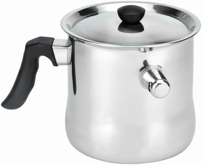 1.5 L milk pot with lid, cooking pot with pipe, doublewalled with