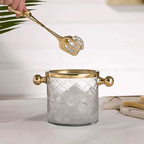 Cubo de hielo claro con 2 manijas y pinzas de acero inoxidable 4