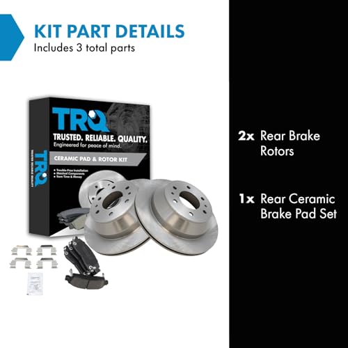 Image of TRQ Rear Premium Posi Disc Brake Pad & Rotor Kit Set