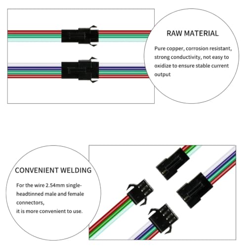 Conector de 3 pines para tiras WS2812B y WS2811, pack de 10 parejas de cables extendidos 6
