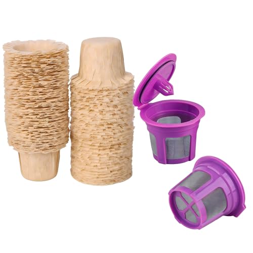Image of Irmidi 100 Count Natural Disposable Paper Coffee Filters with 2 Reusable K Cups Compatible with Keurig Brewers Single Serve 1.0 and 2.0