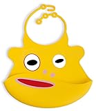 Neon Kids 1600088 - Babero de silicona con recogemigas, color amarillo