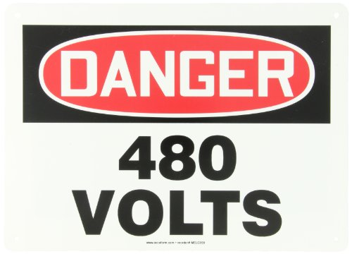 Panneau danger 480 volts Accuform MELC059VP en plastique rigide 25x35 cm