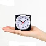 Small Analog Travel Alarm Clock Silent No Ticking, Lighted on Demand and Snooze,Battery Operated,Beep Ascending Alarm (Black) - Image 5