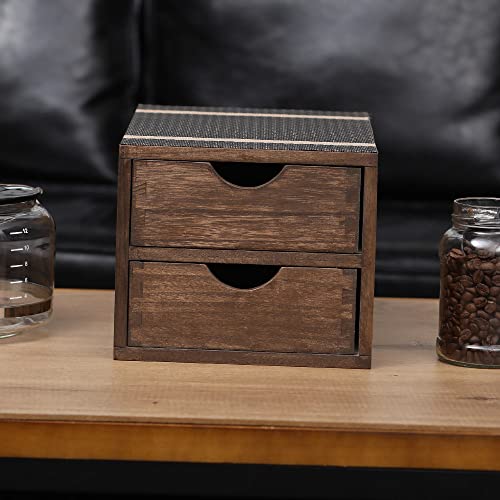 Ddyuri Drawer Organizer Coffee Pod Holder - Kitchen Cutlery Storage Accessories/ K-Cup Drawers With Detachable Wooden Partition - Coffee Capsules Organization Counter - Wood Desktop Small Cabinets 2-Tier Cf2D2C-Dark #TOP7