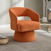 Sweiko Fauteuil décoratif pivotant à 360°, Fauteuil Rond Moderne et Confortable en Velours, Dossier Ouvert, Re