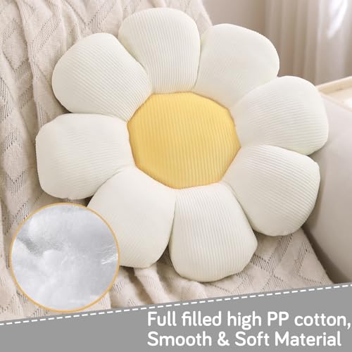 Image of HOKIPO Flower Shaped Plush Throw Pillow Cushion for Sofa, Couch, Chair, Bed, Bedroom, Nursery, Props or Home Decor - 42 cm, Swan White (AR-6234-WHT)