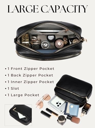 Crossbody Bags for Women, Small Cross Body Purse Vegan Leather Triple Zip Shoulder Handbag with Adjustable Wide Strap4