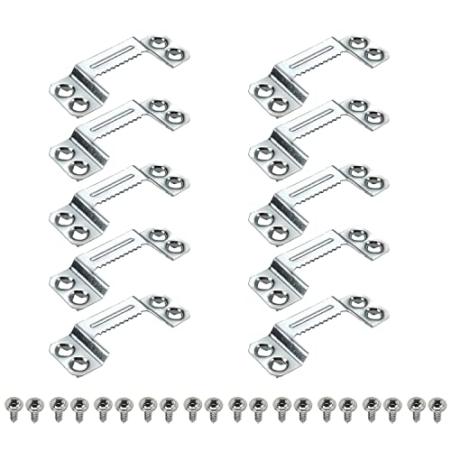 Image of MroMax 30PCS Sawtooth Picture Hangers Iron Picture Hangers 1.69 inch x 0.63 inch 4-Hole Picture Frames Hangers for Hanging Clock Paintings Artwork Picture Frame Hook Photos Silver