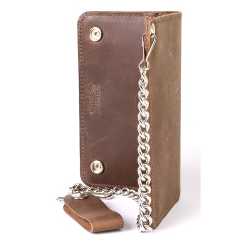 Image of Milwaukee Leather MLW7889 Men's 7.5 inch Black Premium Leather Soft Biker Wallet - Bi-Fold Anti-Theft Stainless Steel Chain