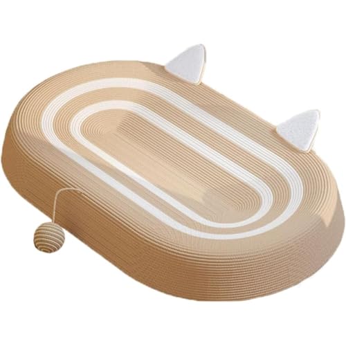 Vlwm 新型 猫用多機能爪磨ベッド楕円形デザインがオシャレで、猫ソファーとしても部屋のインテリアに溶け込む 滑り止め加工で安定性に優れ、猫が安心して使用可能|天然サイザル麻の表面で効果的に爪を研いで家具の破壊を防止 段ボール部分は磨き心地にも優れ、猫の本