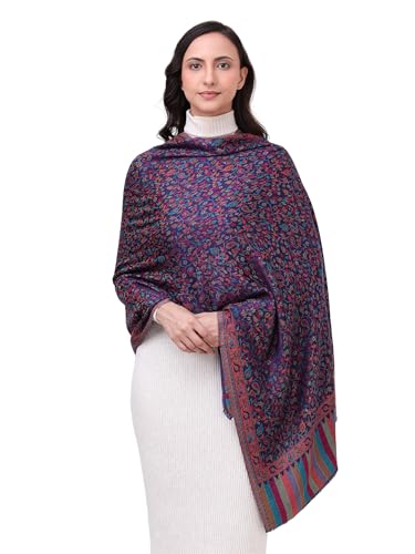 Image of EH Pashmina Stole, Reversible Jamawar weave in beautiful paisley & floral, very soft MODAL fabric, all season Stole, Scarf, Wrap.