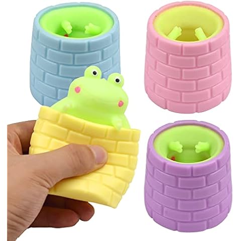 Vibbang 4 Pcs Squeeze Toys, Frog in The Well, Children's Creative Frog Cup Fidget Toys Decompression Sensory Squishes Toy Flip Animal Stress Balls Toys for Adults & Kids Stress Anxiety Reliever Cover