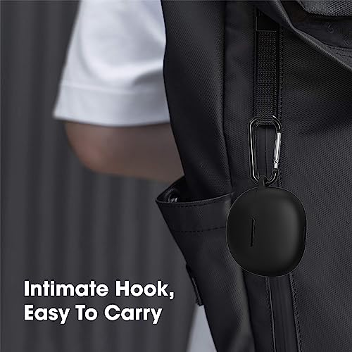 Image of Sounce Portable Silicone Cover Scratch-Resistant, Non-Slip Grip, Carabiner Clip Compatible with Keychain for Boat 141 Pro Full Protection Water Resistant Shockproof Case Anti Fall Anti Dust (Black)