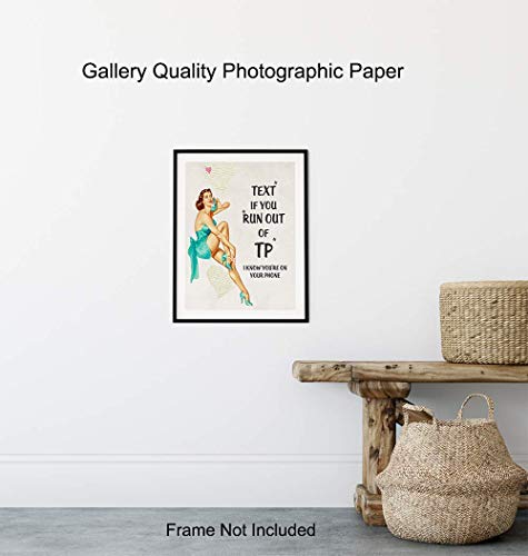 Pin Up Funny Vintage Style Bathroom Home Decor Print - 8X10 Wall Art Picture For Bath - Great Unique Humorous Gift - Unframed Retro Poster Decoration #TOP7