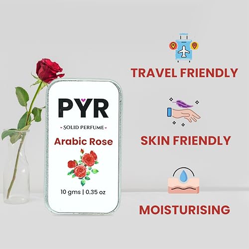 PYR Solid Perfume for Men & Women | Arabic Rose Long-Lasting & Strong Fragrance | Non-Greasy & Travel-Friendly | Perfect for Date Night & Gifting | 10g